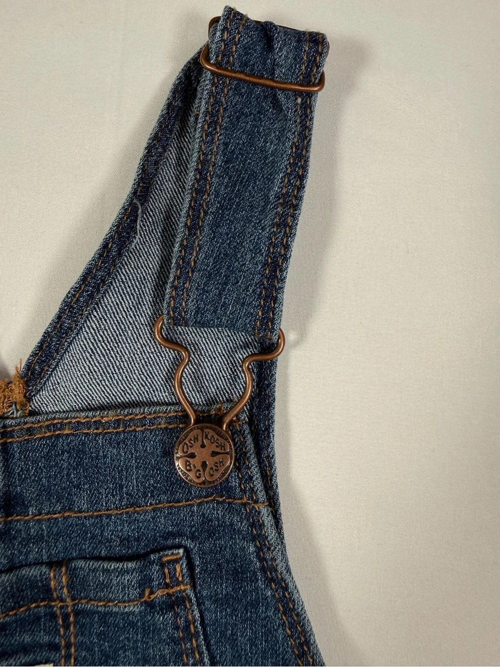 OSHKOSH B’GOSH Toddler Girl Denim Plaid Vestbak Overall Dress Western Cowgirl 3T